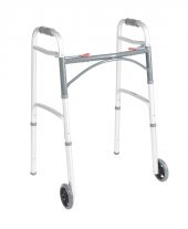 Walker – Deluxe Folding Walker, Two Button with 5″ Wheels